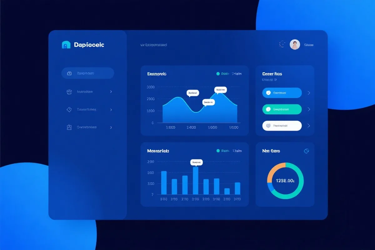 客服与数据面板插画